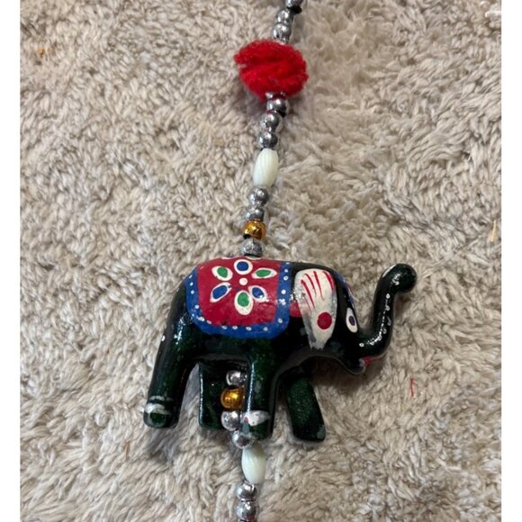 Elephant Wall Hanging With Bell & Pom Poms Handmade Rajasthani - Picture 4 of 10